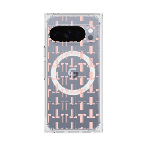 プレミアムスクエアケース with Pixelsnap［ LANVIN en Bleu - Monogram - Pink ］