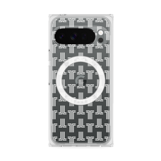 プレミアムスクエアケース with Pixelsnap［ LANVIN en Bleu - Monogram - White ］