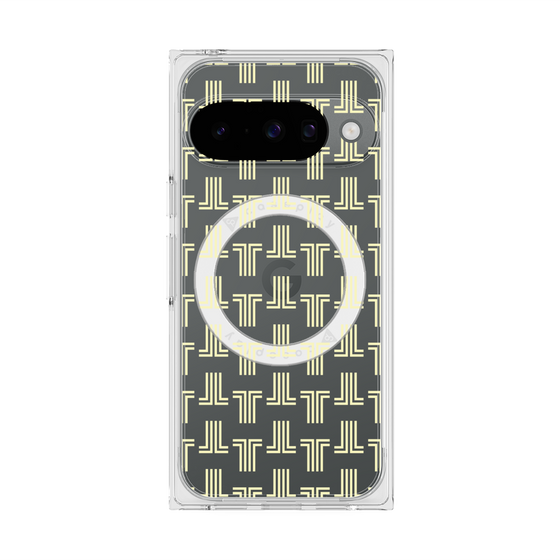 プレミアムスクエアケース with Pixelsnap［ LANVIN en Bleu - Monogram - Yellow ］
