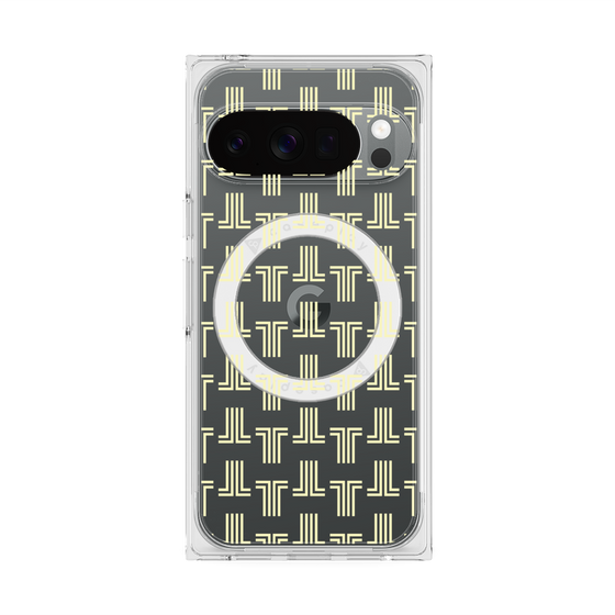 プレミアムスクエアケース with Pixelsnap［ LANVIN en Bleu - Monogram - Yellow ］
