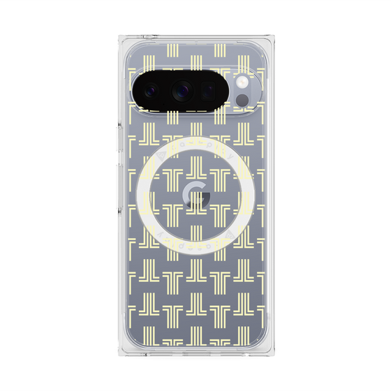 プレミアムスクエアケース with Pixelsnap［ LANVIN en Bleu - Monogram - Yellow ］