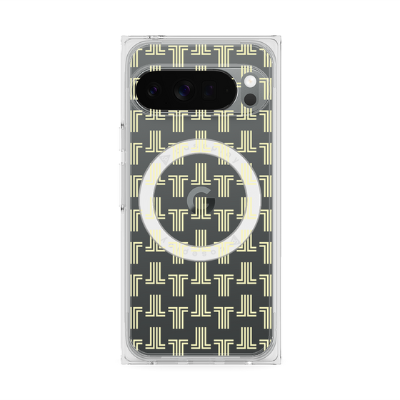 プレミアムスクエアケース with Pixelsnap［ LANVIN en Bleu - Monogram - Yellow ］