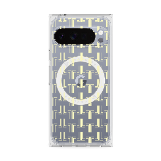 プレミアムスクエアケース with Pixelsnap［ LANVIN en Bleu - Monogram - Yellow ］