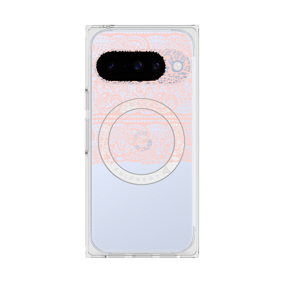 プレミアムスクエアケース with Pixelsnap［ LANVIN en Bleu - Lace - Pink ］