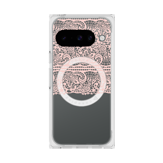 プレミアムスクエアケース with Pixelsnap［ LANVIN en Bleu - Lace - Pink ］