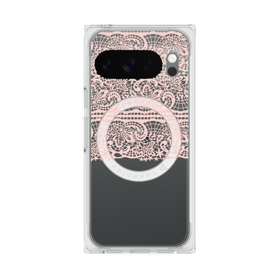 プレミアムスクエアケース with Pixelsnap［ LANVIN en Bleu - Lace - Pink ］