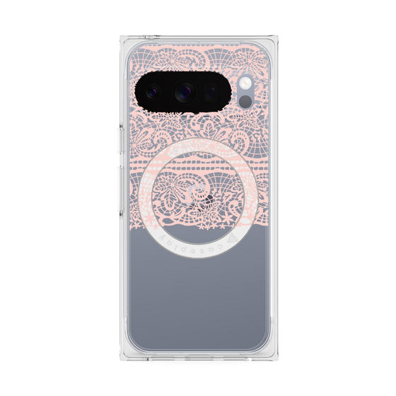 プレミアムスクエアケース with Pixelsnap［ LANVIN en Bleu - Lace - Pink ］