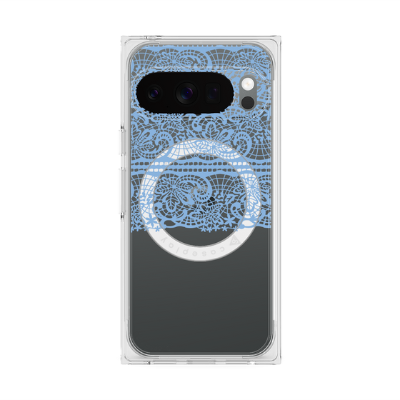 プレミアムスクエアケース with Pixelsnap［ LANVIN en Bleu - Lace - Blue ］