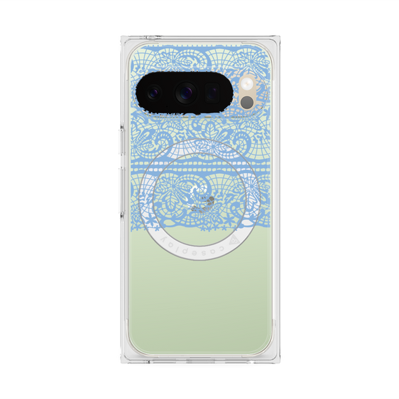 プレミアムスクエアケース with Pixelsnap［ LANVIN en Bleu - Lace - Blue ］