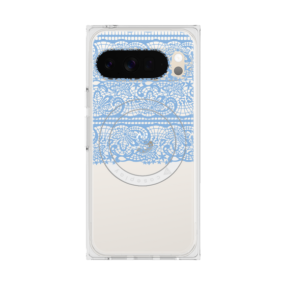 プレミアムスクエアケース with Pixelsnap［ LANVIN en Bleu - Lace - Blue ］