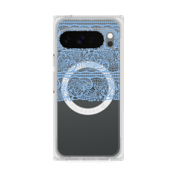プレミアムスクエアケース with Pixelsnap［ LANVIN en Bleu - Lace - Blue ］