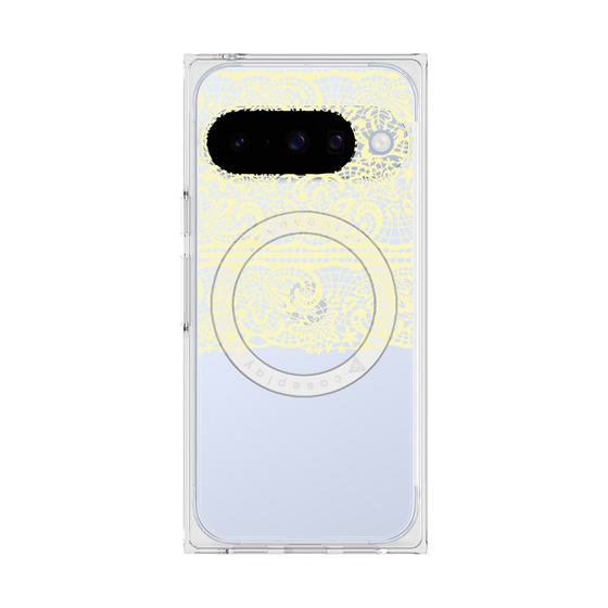 プレミアムスクエアケース with Pixelsnap［ LANVIN en Bleu - Lace - Yellow ］