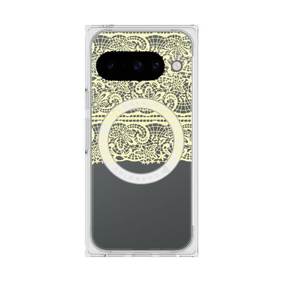 プレミアムスクエアケース with Pixelsnap［ LANVIN en Bleu - Lace - Yellow ］
