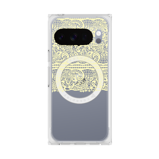 プレミアムスクエアケース with Pixelsnap［ LANVIN en Bleu - Lace - Yellow ］