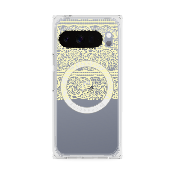 プレミアムスクエアケース with Pixelsnap［ LANVIN en Bleu - Lace - Yellow ］