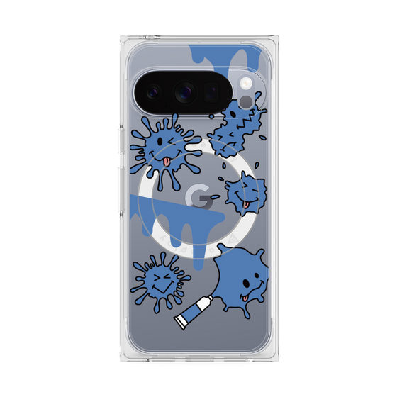 プレミアムスクエアケース with Pixelsnap［ PAINTING SMILE Blue ］