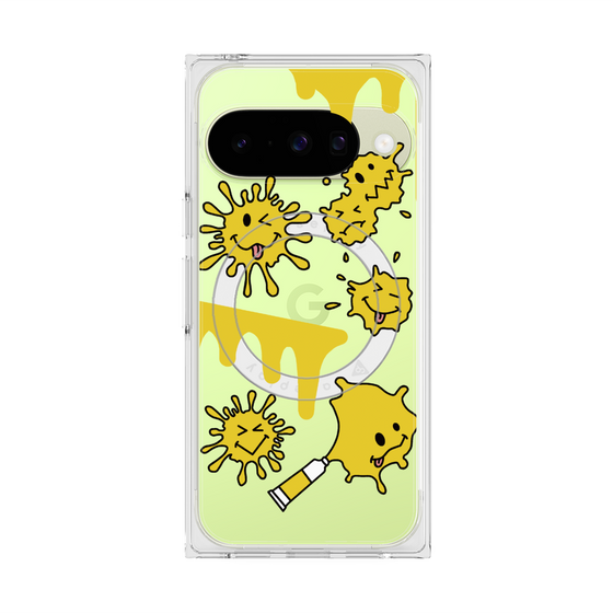 プレミアムスクエアケース with Pixelsnap［ PAINTING SMILE Yellow ］