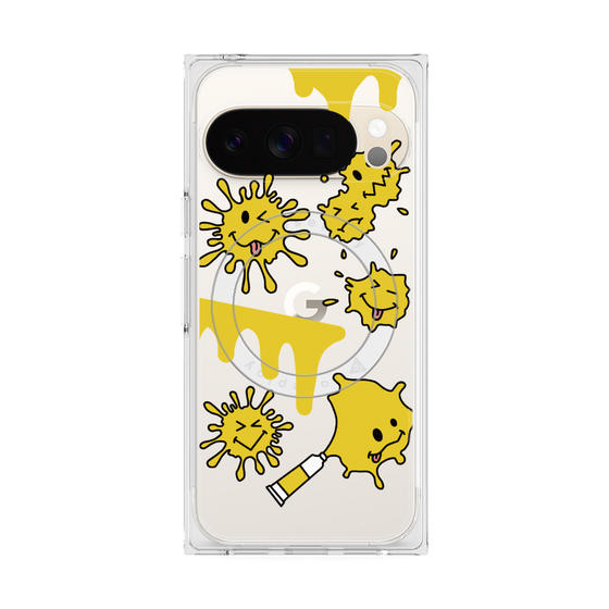 プレミアムスクエアケース with Pixelsnap［ PAINTING SMILE Yellow ］