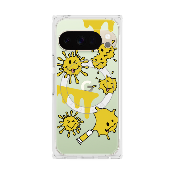 プレミアムスクエアケース with Pixelsnap［ PAINTING SMILE Yellow ］