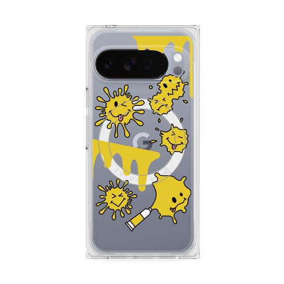 プレミアムスクエアケース with Pixelsnap［ PAINTING SMILE Yellow ］