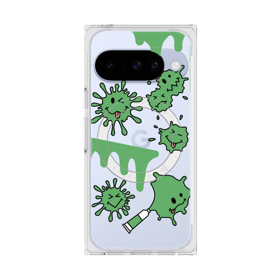 プレミアムスクエアケース with Pixelsnap［ PAINTING SMILE Green ］