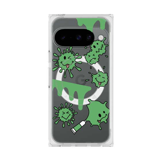 プレミアムスクエアケース with Pixelsnap［ PAINTING SMILE Green ］