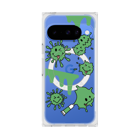 プレミアムスクエアケース with Pixelsnap［ PAINTING SMILE Green ］