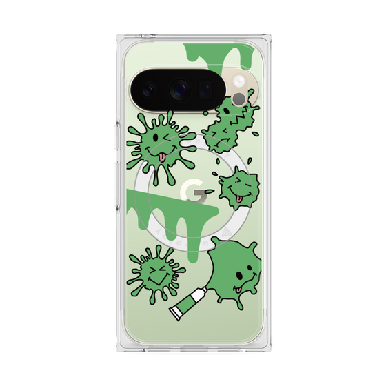 プレミアムスクエアケース with Pixelsnap［ PAINTING SMILE Green ］