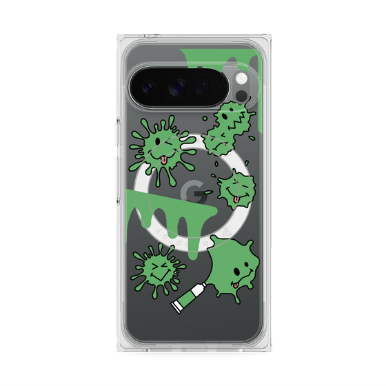 プレミアムスクエアケース with Pixelsnap［ PAINTING SMILE Green ］