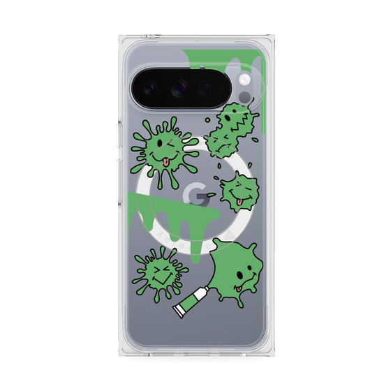 プレミアムスクエアケース with Pixelsnap［ PAINTING SMILE Green ］