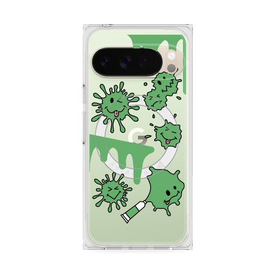 プレミアムスクエアケース with Pixelsnap［ PAINTING SMILE Green ］