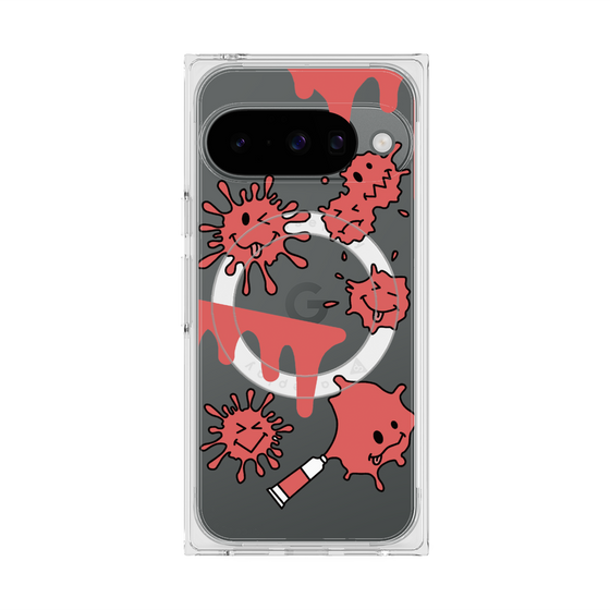 プレミアムスクエアケース with Pixelsnap［ PAINTING SMILE Red ］
