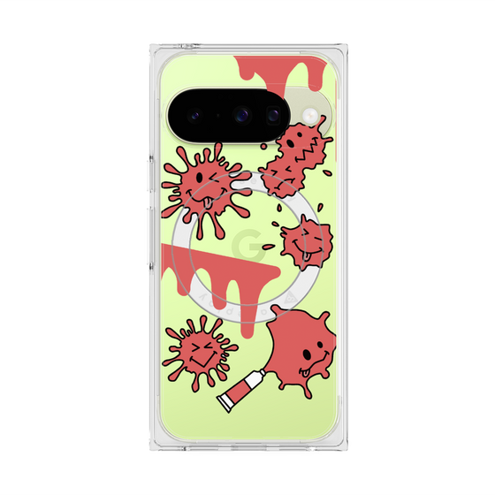 プレミアムスクエアケース with Pixelsnap［ PAINTING SMILE Red ］