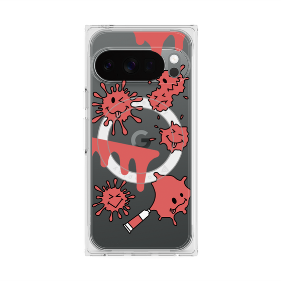 プレミアムスクエアケース with Pixelsnap［ PAINTING SMILE Red ］