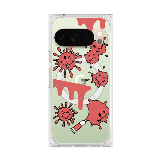 プレミアムスクエアケース with Pixelsnap［ PAINTING SMILE Red ］
