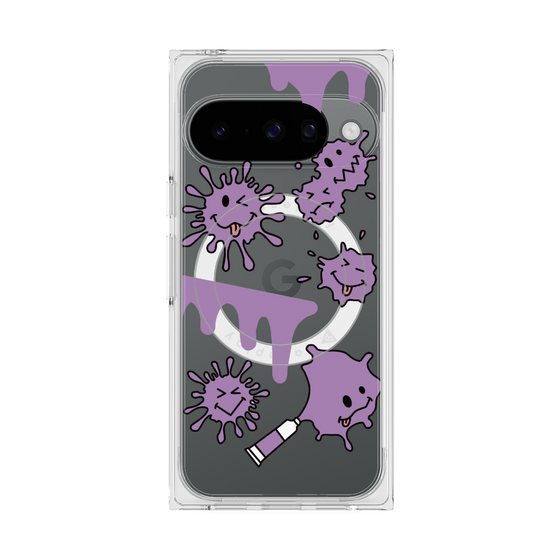 プレミアムスクエアケース with Pixelsnap［ PAINTING SMILE Purple ］