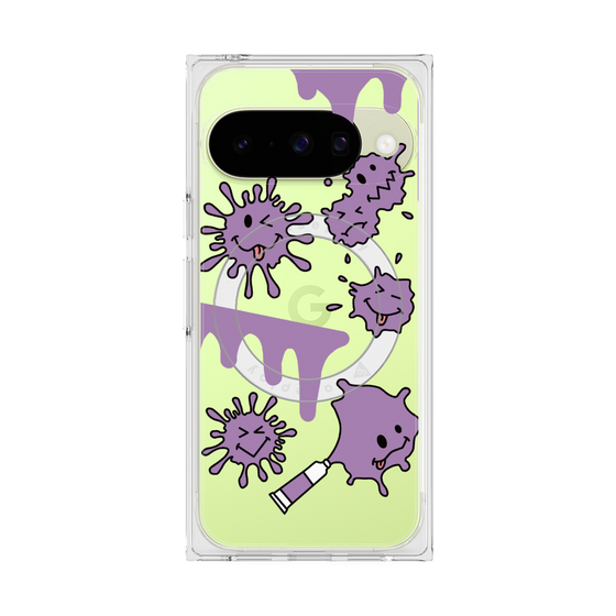 プレミアムスクエアケース with Pixelsnap［ PAINTING SMILE Purple ］