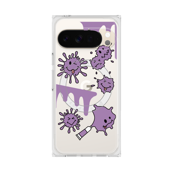 プレミアムスクエアケース with Pixelsnap［ PAINTING SMILE Purple ］