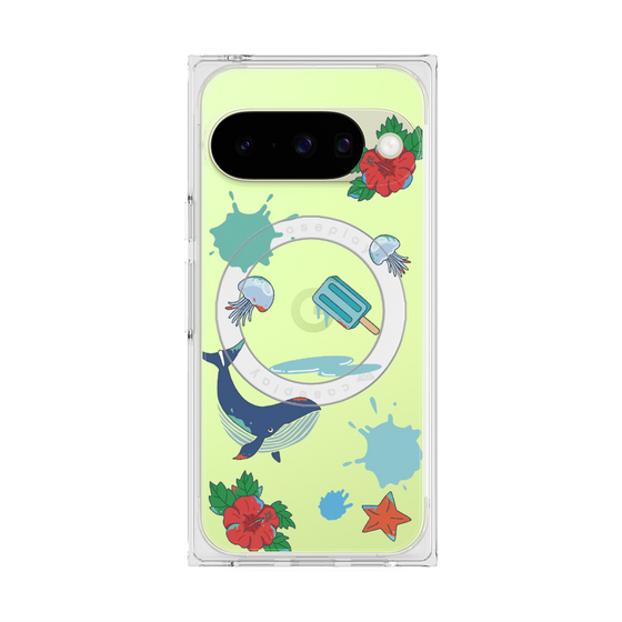 プレミアムスクエアケース with Pixelsnap［ DRAWING PAPER Blue ］