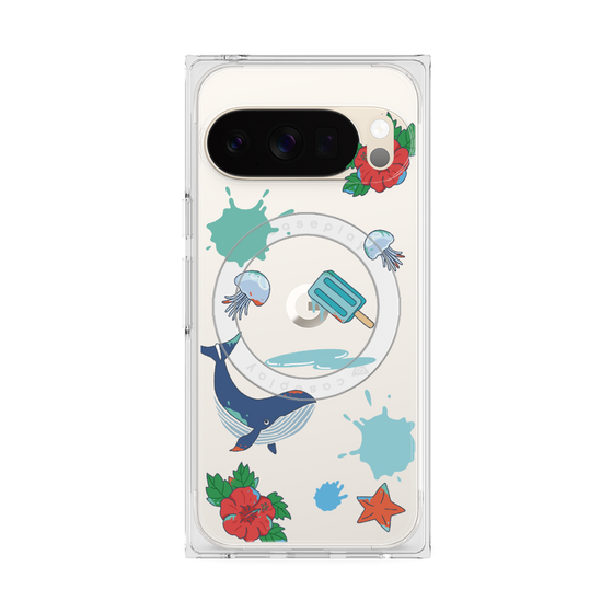 プレミアムスクエアケース with Pixelsnap［ DRAWING PAPER Blue ］