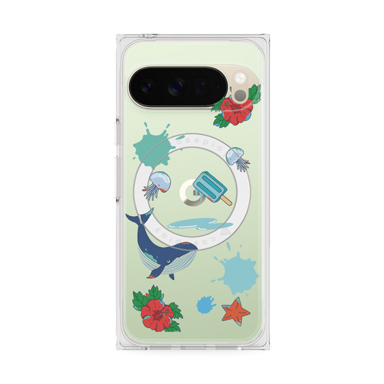 プレミアムスクエアケース with Pixelsnap［ DRAWING PAPER Blue ］