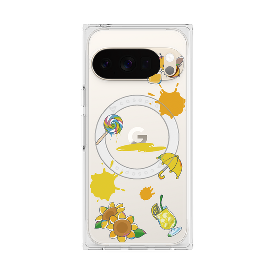 プレミアムスクエアケース with Pixelsnap［ DRAWING PAPER Yellow ］