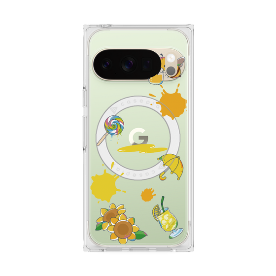 プレミアムスクエアケース with Pixelsnap［ DRAWING PAPER Yellow ］