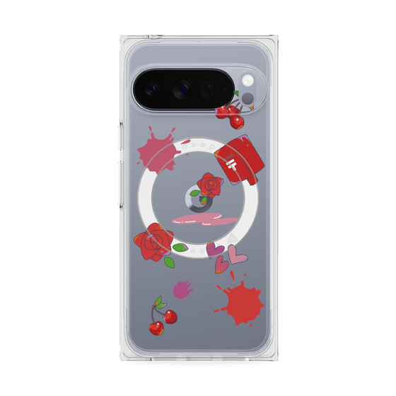 プレミアムスクエアケース with Pixelsnap［ DRAWING PAPER Red ］