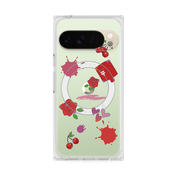 プレミアムスクエアケース with Pixelsnap［ DRAWING PAPER Red ］