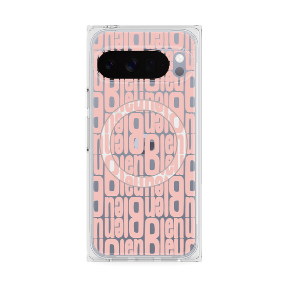 プレミアムスクエアケース with Pixelsnap［ LANVIN en Bleu - Logo Pattern - Pink ］