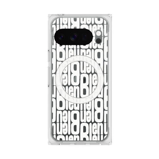 プレミアムスクエアケース with Pixelsnap［ LANVIN en Bleu - Logo Pattern - White ］