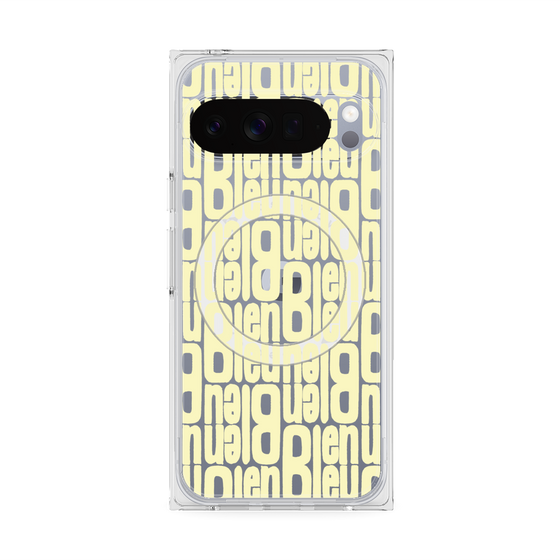プレミアムスクエアケース with Pixelsnap［ LANVIN en Bleu - Logo Pattern - Yellow ］