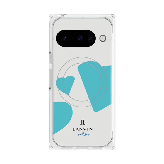 プレミアムスクエアケース with Pixelsnap［ LANVIN en Bleu Hearts Blue - ランバン ハート ブルー ］