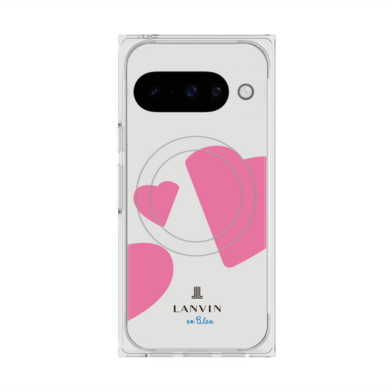 プレミアムスクエアケース with Pixelsnap［ LANVIN en Bleu Hearts Pink - ランバン ハート ピンク ］